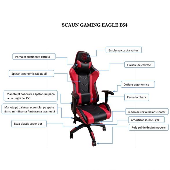 Promotii scaune.ro/scaun gaming Arka Eagle B54 negru rosu